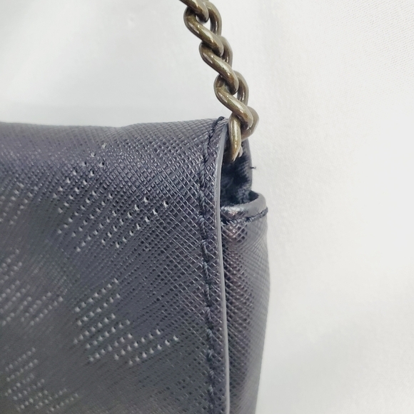 JCrew Perforated Vegan Leather Black clutch with Chain Shoulder Strap Bag Purse - Picture 8 of 13